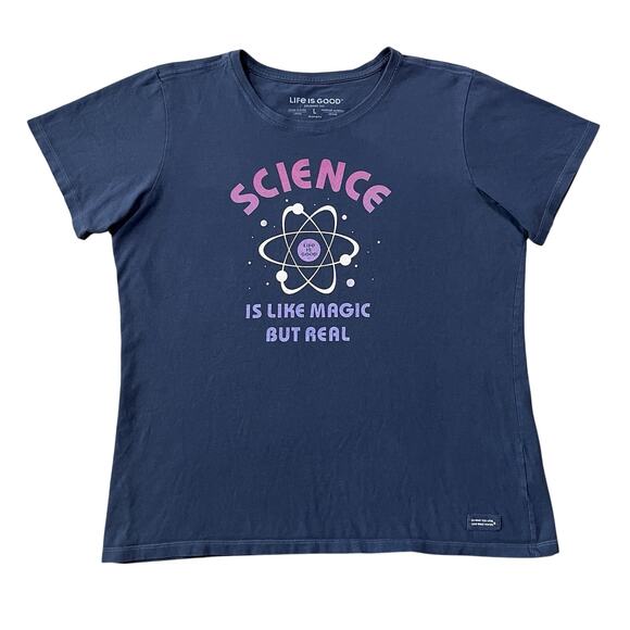Life Is Good Womens Science Is Like Magic T Shirt Blue Size Large - Picture 1 of 5
